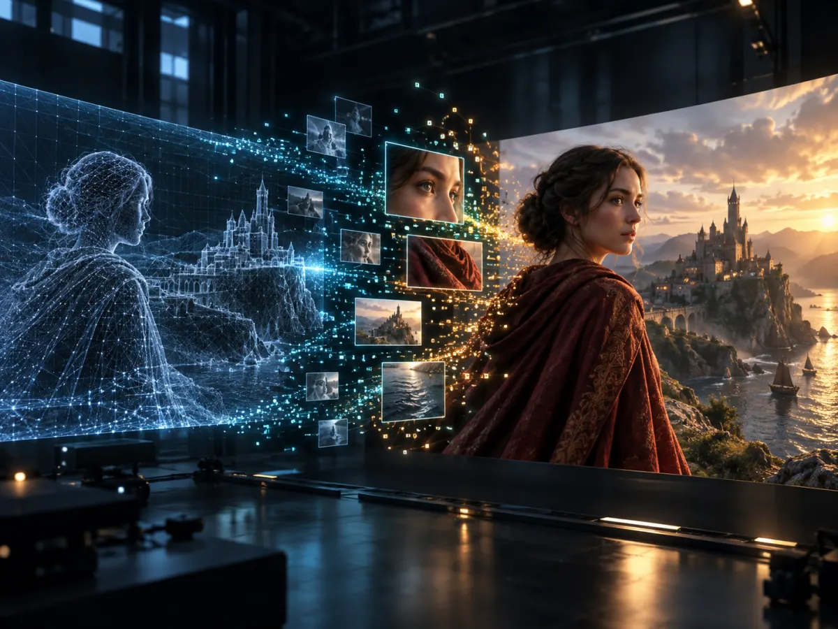LTX-2.5 DFR transforming a low-detail wireframe video into a high-fidelity cinematic render